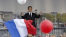 France's President and UMP party candidate for the 2012 French presidential elections Sarkozy ends his speech at a political rally on the place de la Concorde in Paris