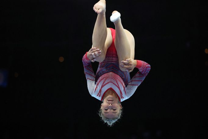 Gymnastics - 2023 World Artistic Gymnastics Championships - Sportpaleis, Antwerp, Belgium - October 1, 2023 Britain's Ruby Evans in action during the women's qualificatio