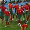 Portugalci slaví gól v zápase MS 2022 Portugalsko - Uruguay