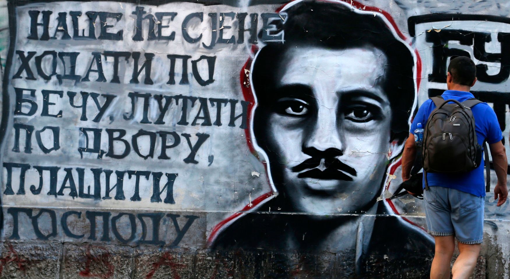 Gavrilo Princip atentát na Františka Ferdinanda graffiti v Bělehradě