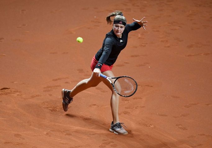 Tennis - WTA 500 - Stuttgart Open - Porsche-Arena, Stuttgart, Germany - April 20, 2021 Czech Republic's Karolina Muchova in action during her round of 32 match against Ru