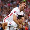 Euro 2016, Polsko-Portugalsko: Robert Lewandowski a Jakub Blaszczykowski slaví gól na 1:0