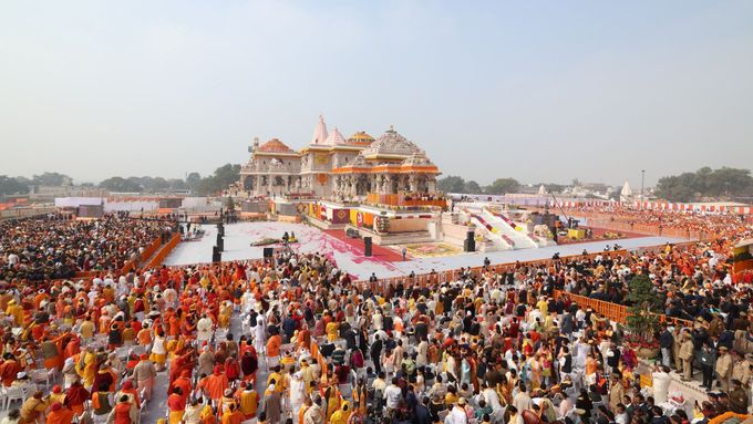 Otevření chrámu hinduistického boha Rámy ve městě Ajódhja.