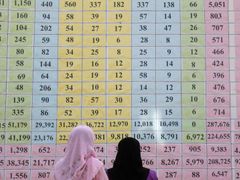 Thajské muslimky zkoumají výsledky voleb v provincii Yala.