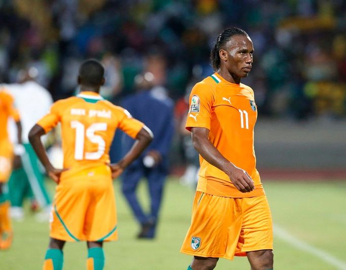 Smutný Didier Drogba na Africkém poháru národů 2013.