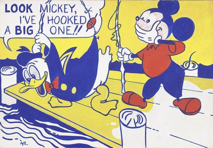 Lichtensteino zlomové plátno své kariéry obkreslil z dětské knížky o Roy Lichtenstein: Look Mickey 1961. Kačeru Donaldovi a Myšáku Myckeym. V rámci tehdejších trendů v umění to bylo víc než absurdní, Lichtenstein ale zřejmě tušil, že se mu podařilo chytit velkou rybu.