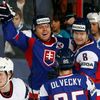 Martin Bartek slaví branku v síti Američanů na MS v hokeji 2013