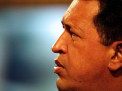 Hugo Chávez na tiskové konferenci po oznámení výsledků