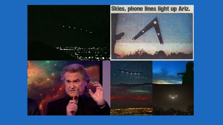 Když "phoenixská světla" oblbla Ameriku. UFO hlásil i herec Kurt Russell; Zdroj foto: Aktuálně.cz / Koláž: Dan Poláček