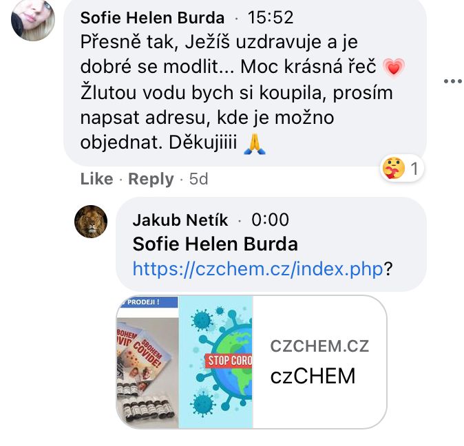 Odkazy na Kořínkův e-shop šíří i milionem zadlužený dezinformátor Jakub Netík.