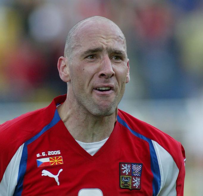 Útočník Jan Koller v dresu české reprezentace.