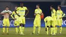 KAA Gent's players react after losing against VfL Wolfsburg.