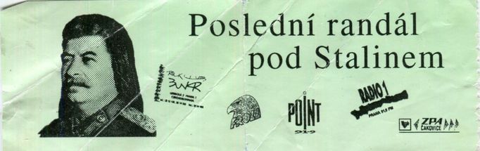 Vstupenka na akci Poslední randál pod Stalinem, září 1992.