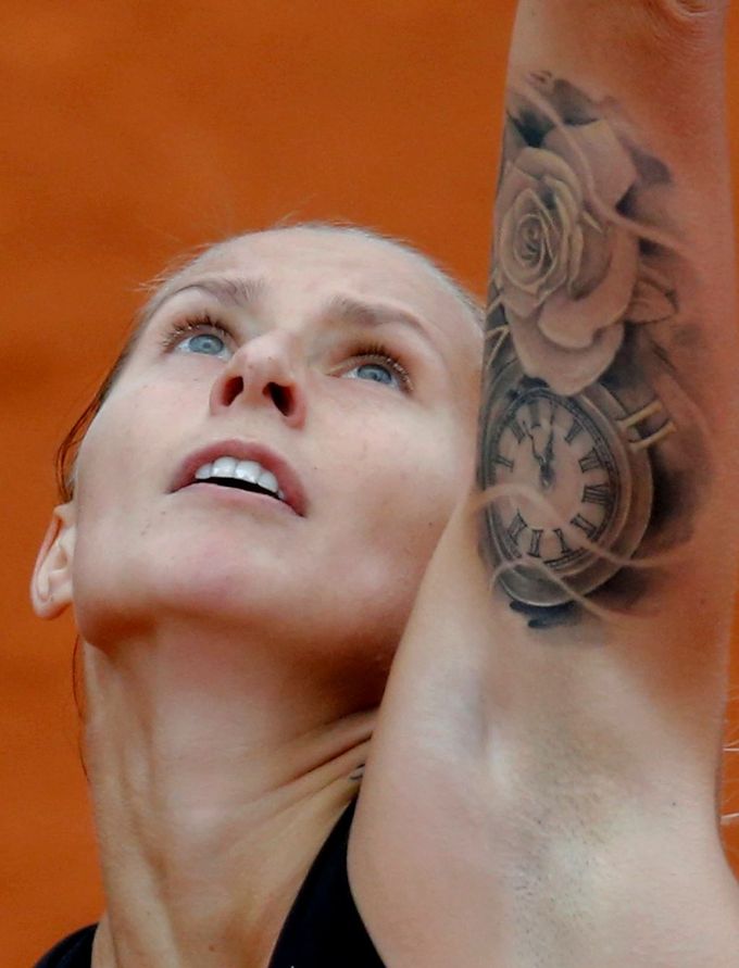 Tetování slovinské tenistky Polony Hercogové na French Open