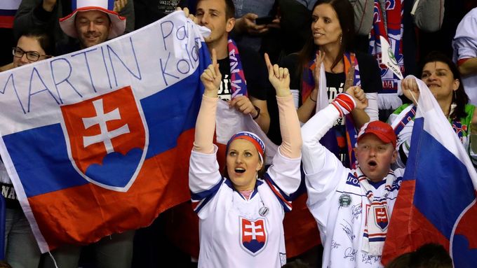 Slovenští fanoušci v zápase Slovensko - Francie na MS 2019