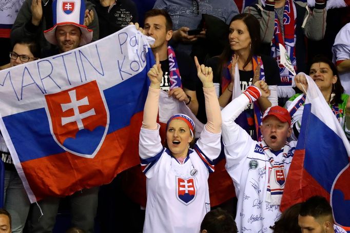 Slovenští fanoušci v zápase Slovensko - Francie na MS 2019