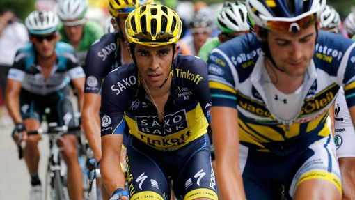 Contador při výstupu do Alpe d'Huez (Tour de France 2013)