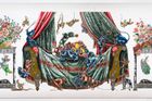Budoár Opičího krále II. 2012, grafit, akryl, třpytky, email, štras na papíře 136 x 288.5 x 6.5 cm. Courtesy Galerie Thaddaeus Ropac, Paris-Salzburg.
