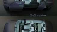 Interiér má původně konfiguraci 2+2, ale pomocí zadních výklopných sedáků se dokáže rychle přeměnit i ve dvoumístné praktické auto.