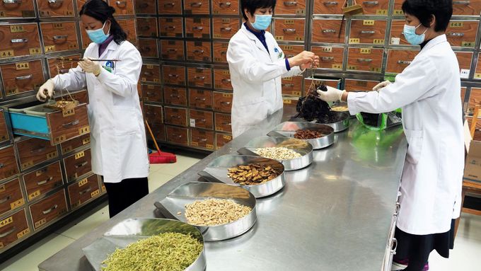 Číňané nakupují produkty tradiční čínské medicíny, většinou jde o bylinné čaje.