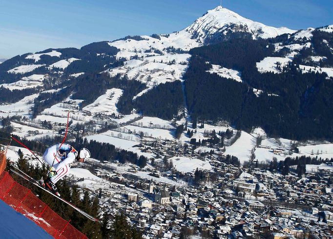 Tréninky na sjezd v Kitzbühelu (Hahnenkamm, 2013) - Romed Baumann