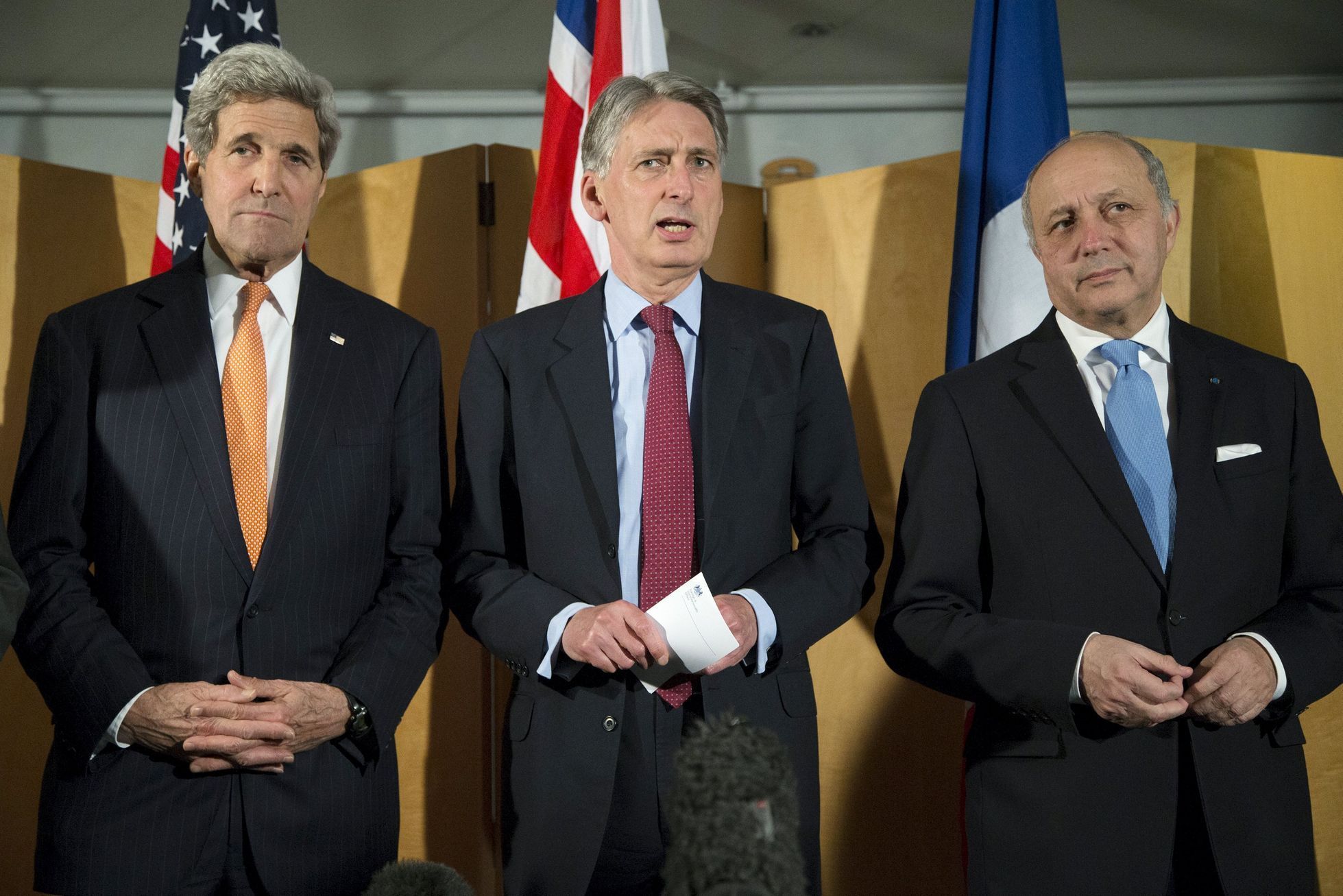 John Kerry, Philip Hammond a Laurent Fabius