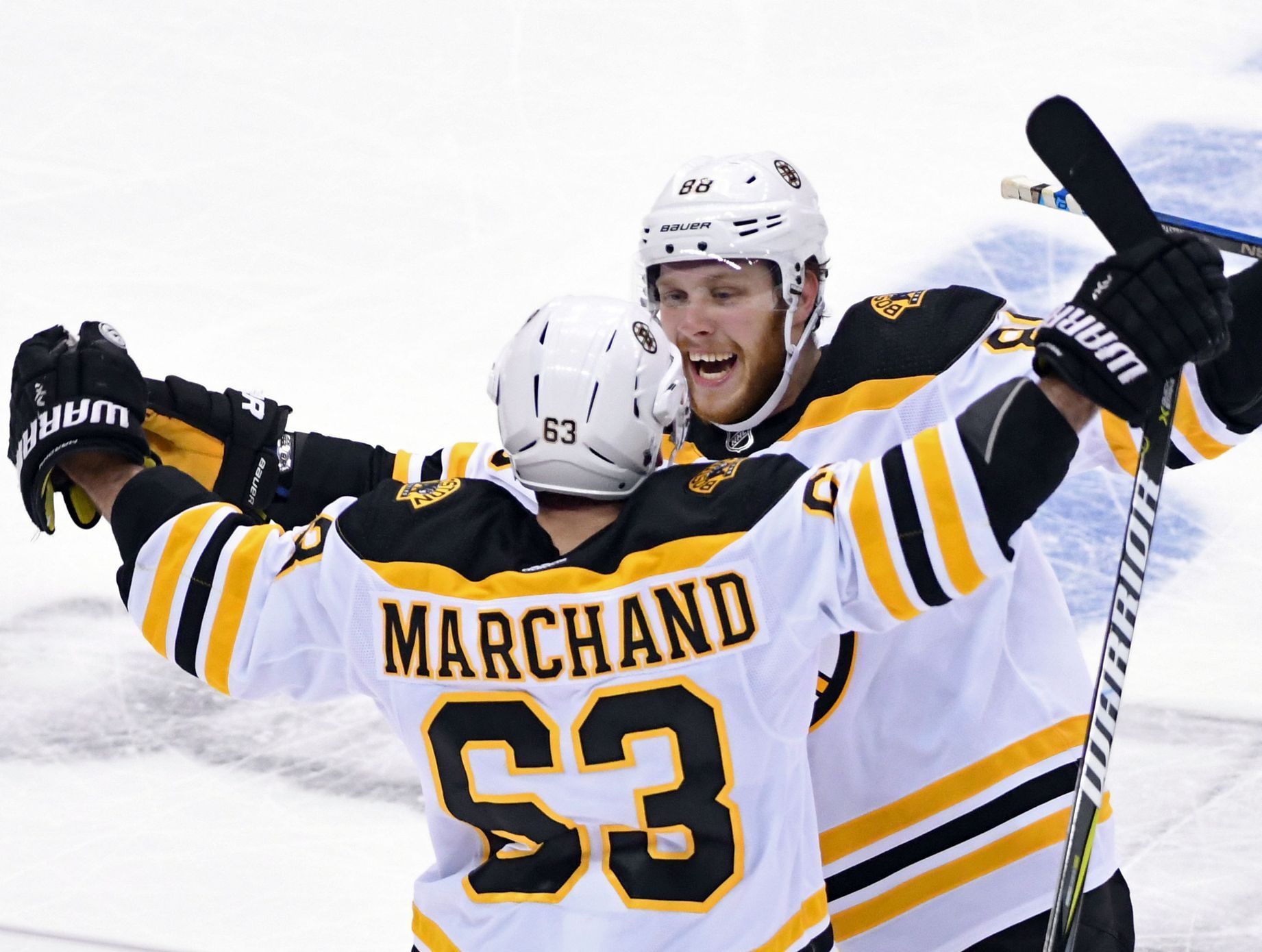 hokej, NHL 2017/2018, Stanley Cup, Toronto - Boston Bruins, David Pastrňák a Brad Marchand