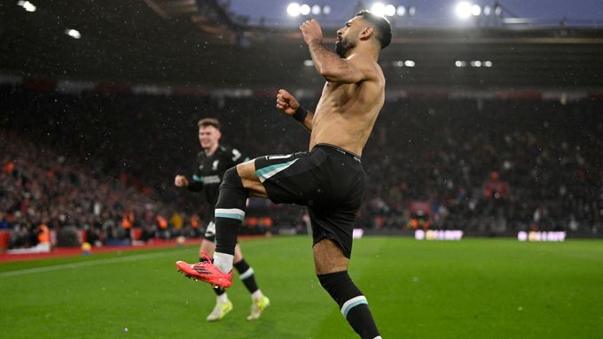 Mohamed Salah v utkání se Southamptonem