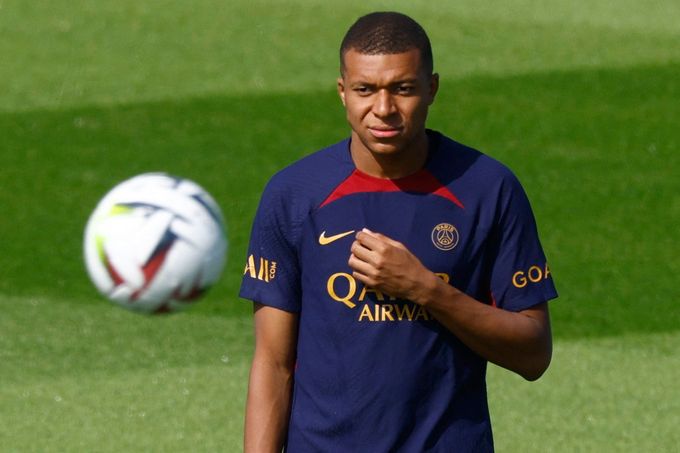 Kylian Mbappé na tréninku Paris Saint Germain.