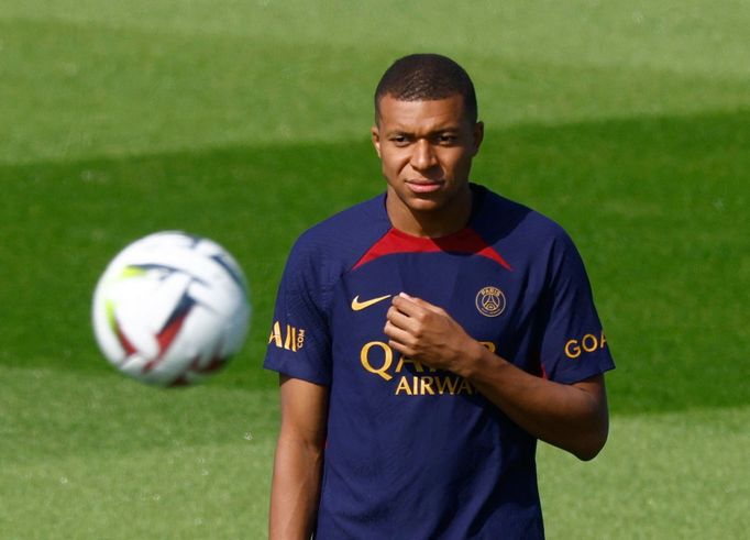 Kylian Mbappé na tréninku Paris Saint Germain.