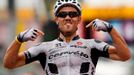 Thor Hushovd se raduje z vítězství v šesté etapě Tour de France v Barceloně