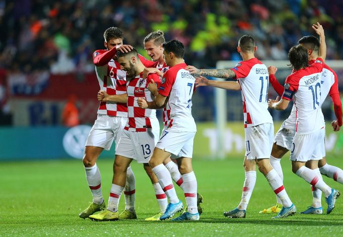 Soccer Football - Euro 2020 Qualifier - Group E - Croatia v Slovakia - HNK Rijeka Stadium, Rijeka, Croatia - November 16, 2019  Croatia's Nikola Vlasic celebrates scoring