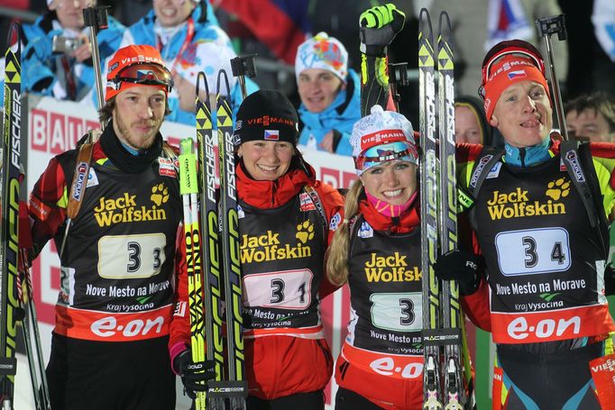 MS v biatlonu 2013: Jaroslav Soukup, Veronika Vítková, Gabriela Soukalová, Ondřej Moravec