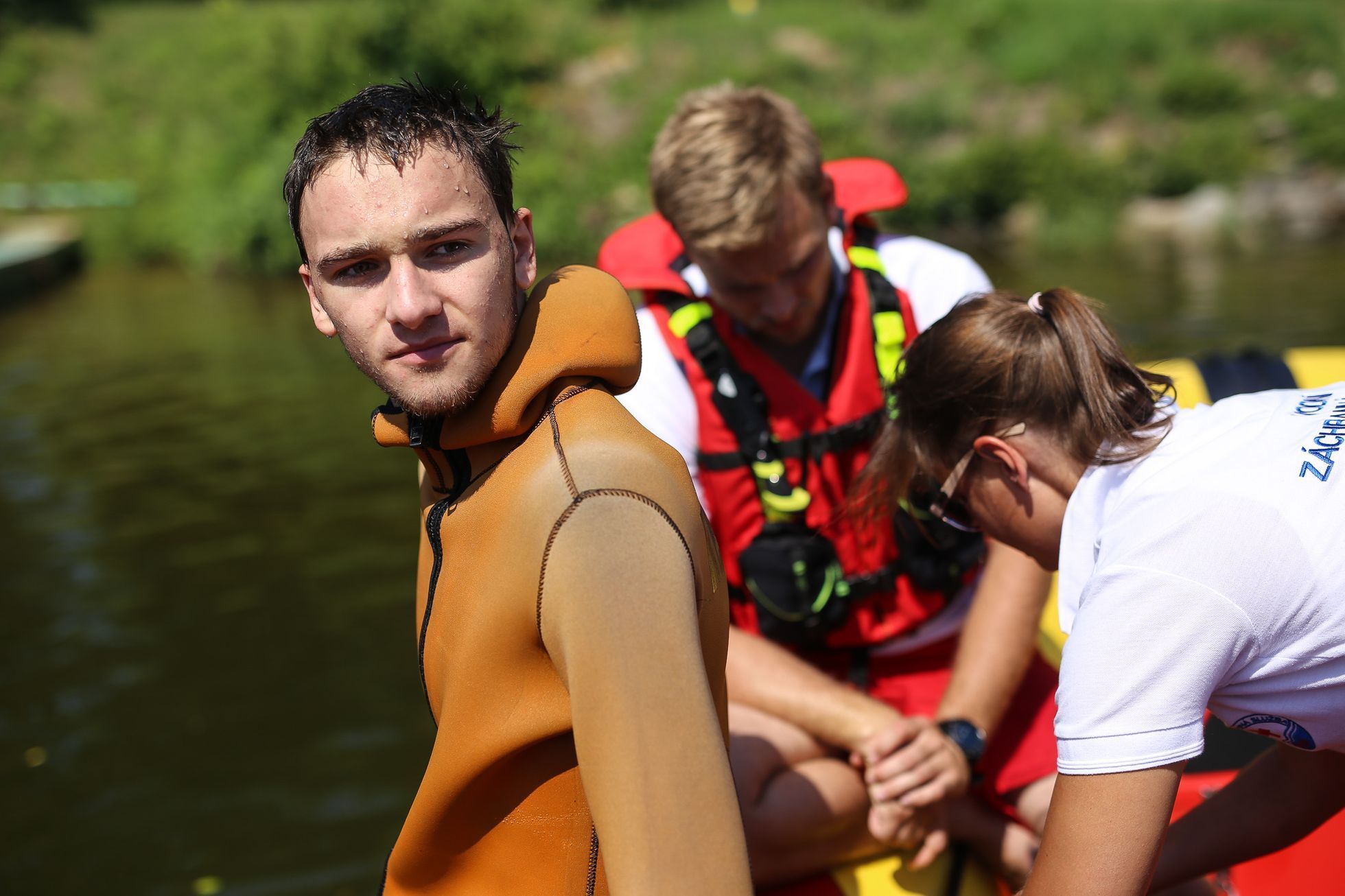 Vodní zachránaři na přehradě Slapy