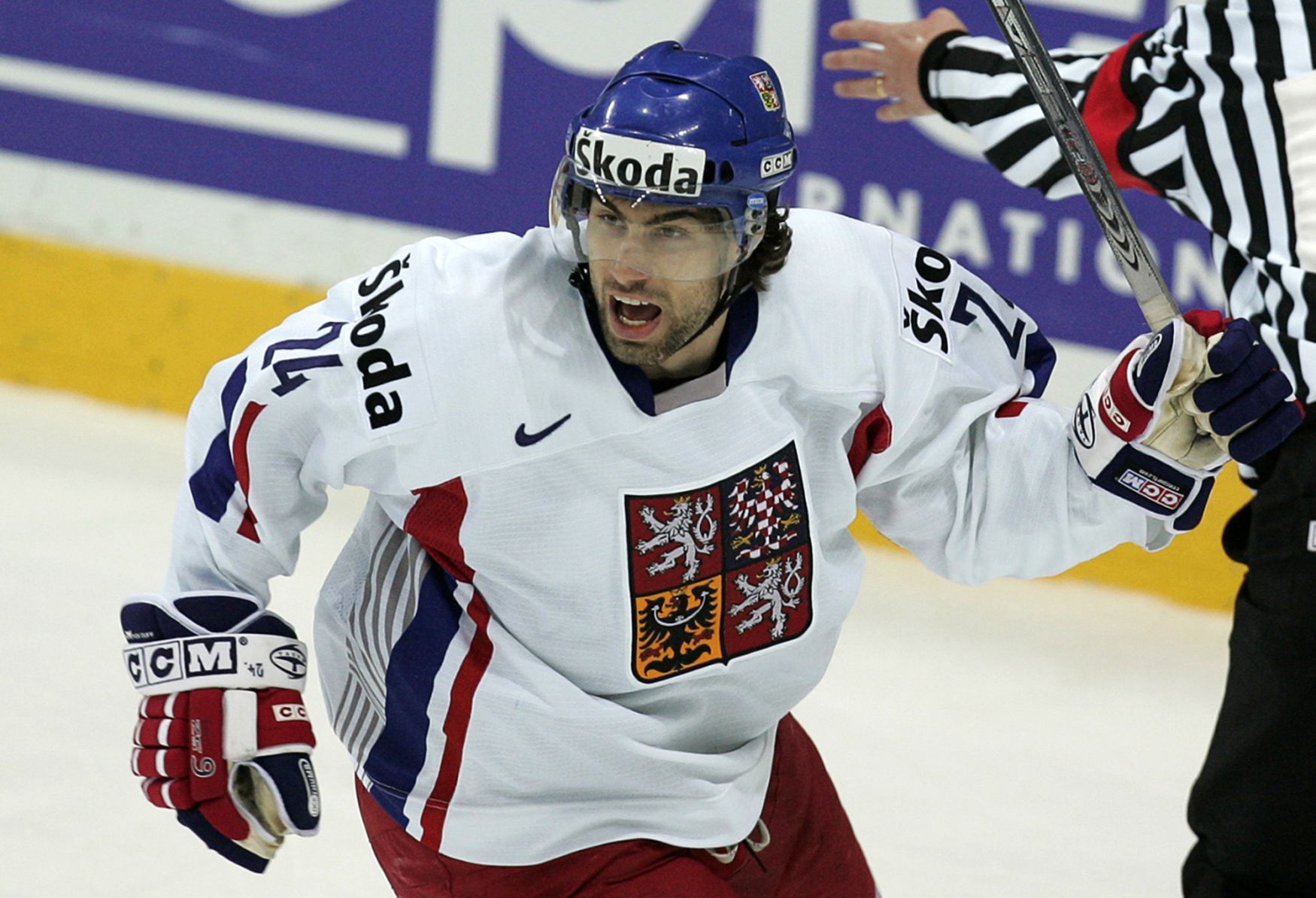 MS v hokeji 2006: Zbyněk Irgl po vítězném gólu ve čtvrtfinále proti Rusku