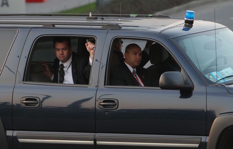 Obamův příjezd k Hiltonu