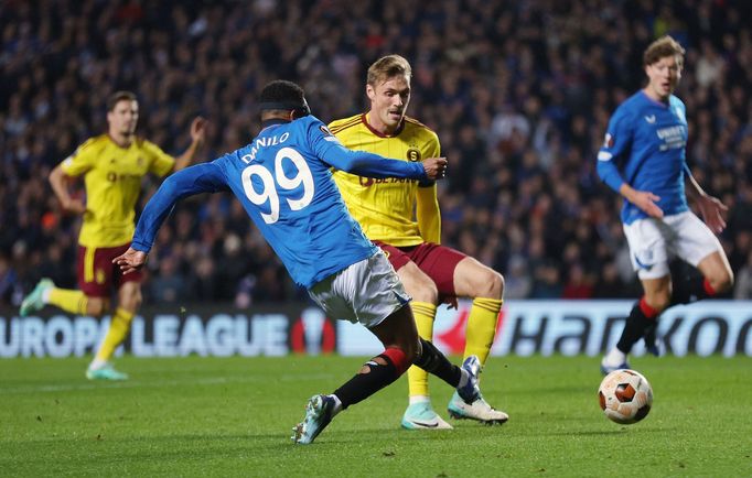 Danilo střílí první gól Rangers v utkání se Spartou