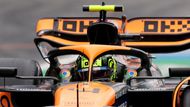 Lando Norris v McLarenu v kvalifikaci na VC Španělska F1 2024