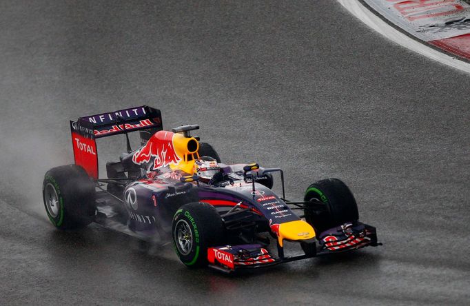 Red Bull Formula One driver Sebastian Vettel of Germany drives during the qualifying session of the Chinese F1 Grand Prix at the Shanghai International circuit, April 19,