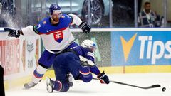 Slovenský obránce Mário Grman na hokejovém MS 2024 v Ostravě