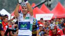 Španělský cyklista Alejandro Valverde ze stáje Movistar se raduje z vítězství v osmé etapě Vuelty 2012.