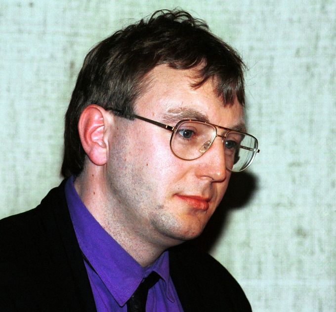 Jiří Hromada, prezident Sdružení homosexuálních občanů ČR (SOHO), na snímku z roku 1994 během svého působení jako významný LGBT aktivista.