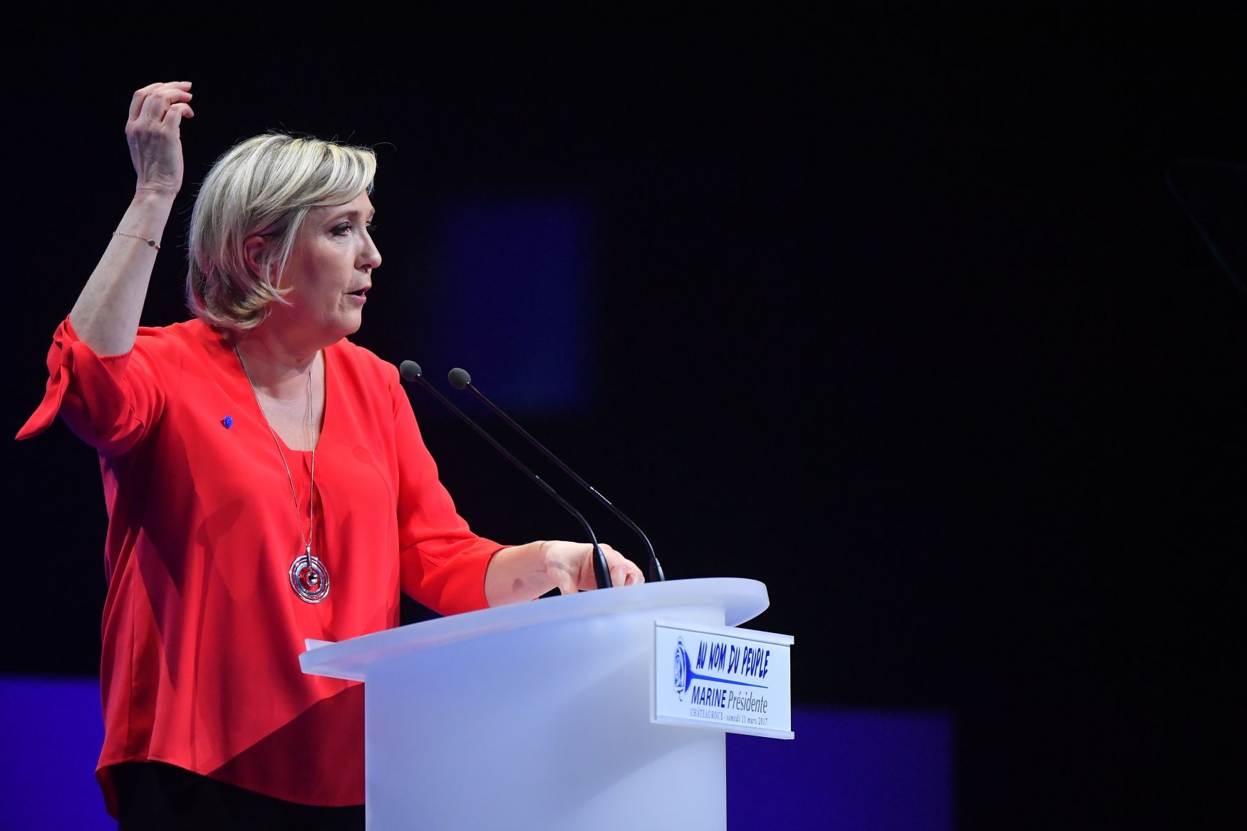 Marine Le Penová na jednom ze svých mítinků.