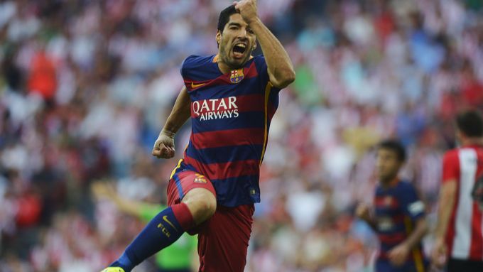 Suárez slaví gól Barcelony