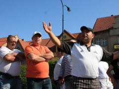 Roma protesting in Lysá nad Labem, some 30 km east of Prague