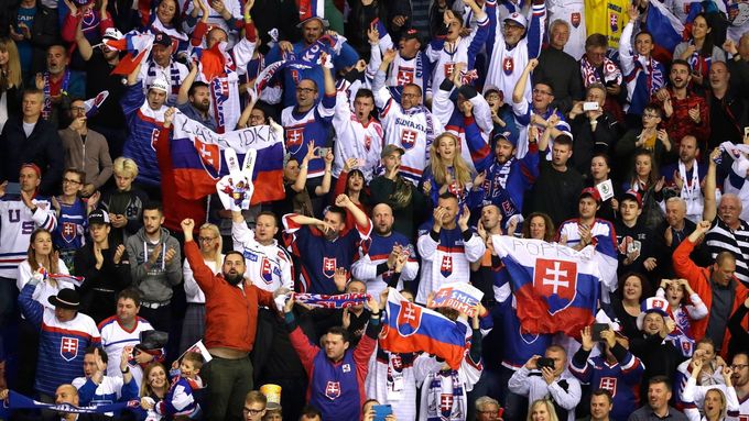 Slovenští fanoušci na zápase Slovensko - USA na MS 2019
