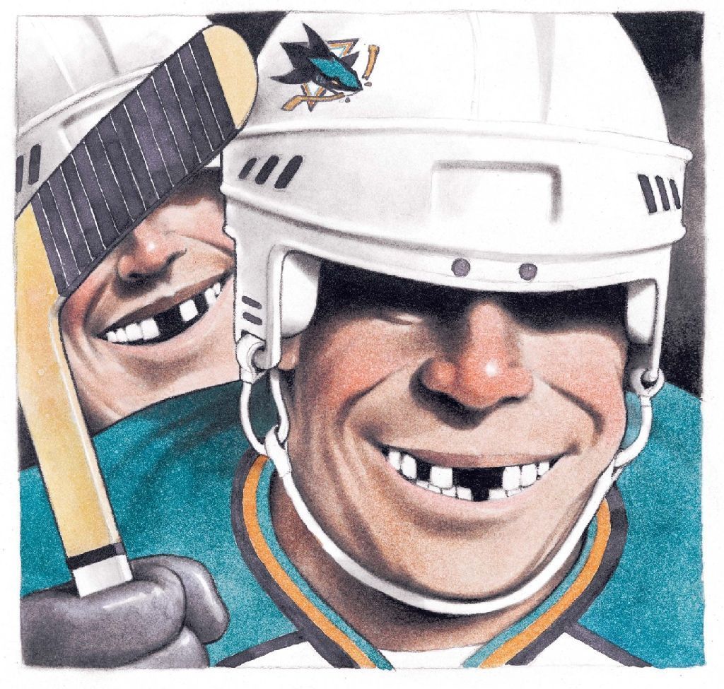 Hokejista bez zubů - ilustrace