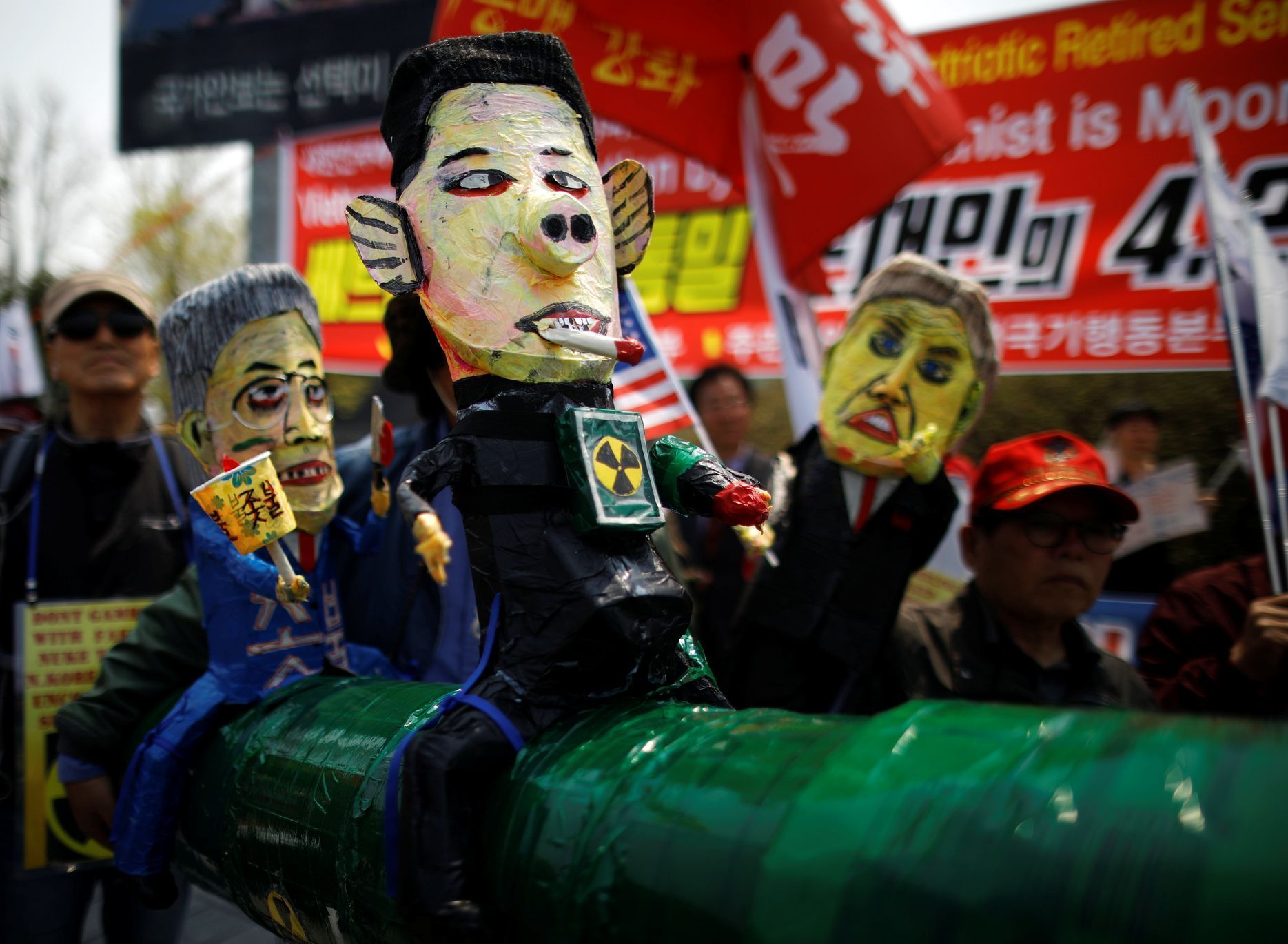 Protest v jihokorejském Pchadžu proti summitu Korejí