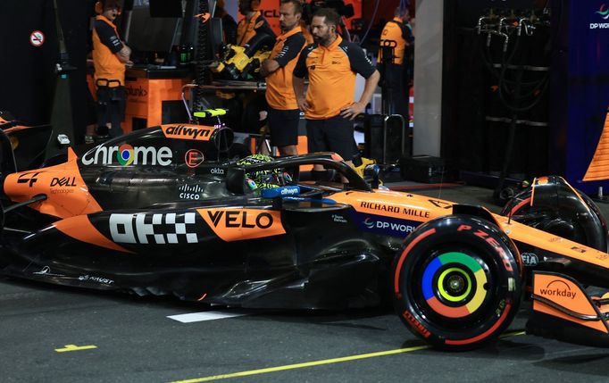 Lando Norris, McLaren v kvalifikaci na VC Saúdské Arábie F1 2025