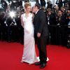 Director Quentin Tarantino and actress Uma Thurman pose on the red carpet as they arrive at the closing ceremony of the 67th Cannes Film Festival